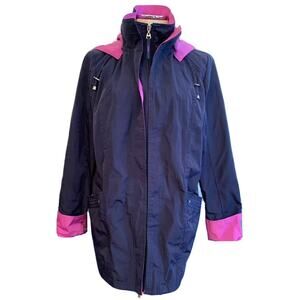 Small Mackintosh Hooded Spring Raincoat Jacket Women's Navy Blue Purple
